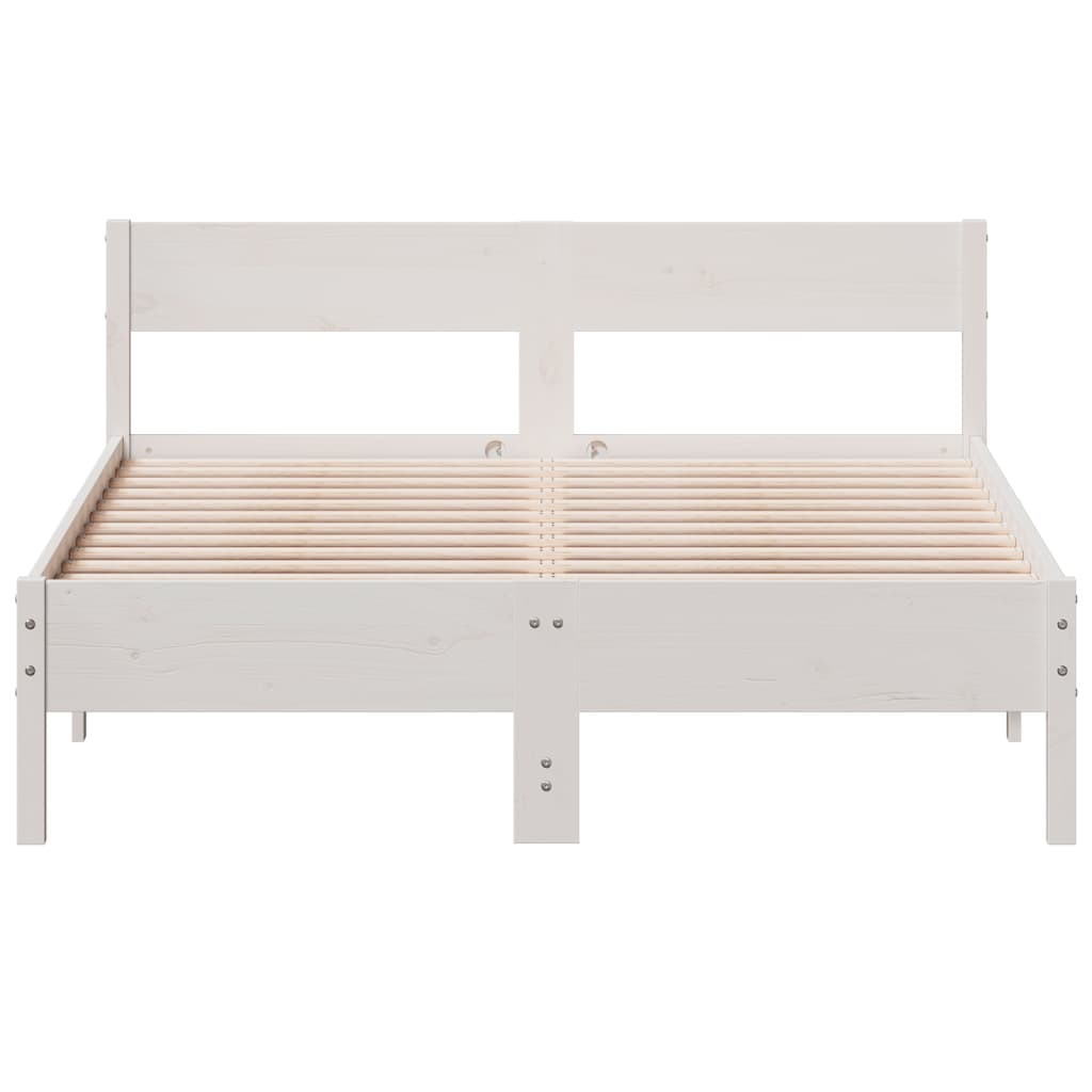 Cadre de lit sans matelas blanc 135x190 cm bois de pin massif - XIOS