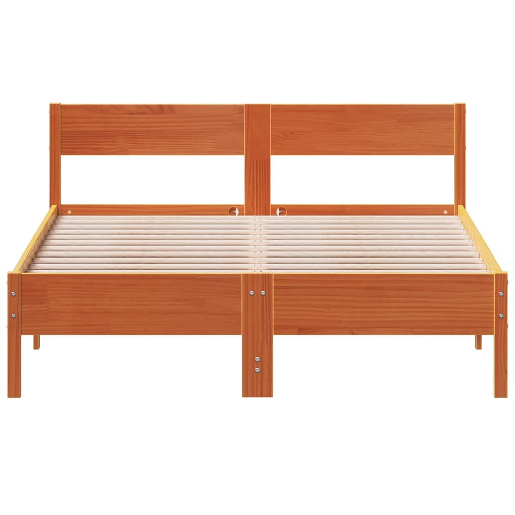 Cadre de lit sans matelas cire marron 120x190cm bois pin massif - XIOS