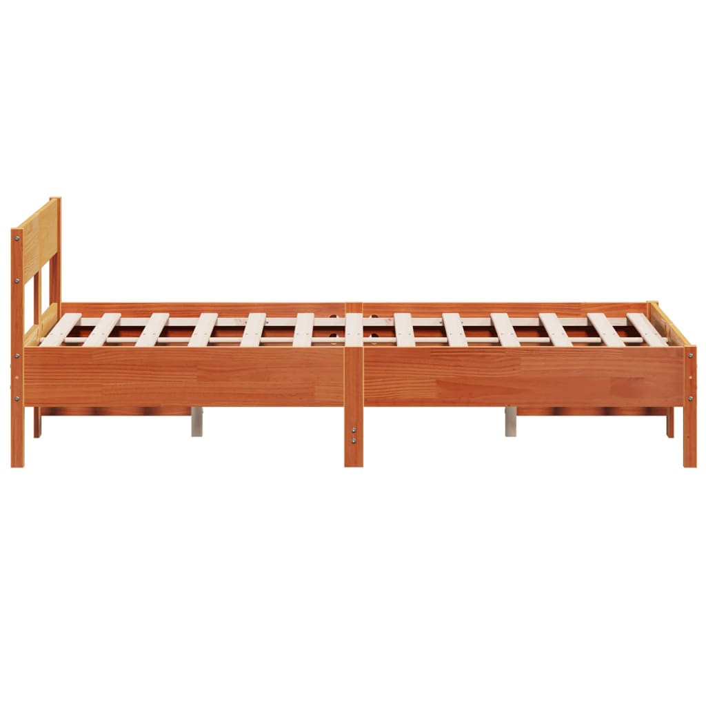 Cadre de lit sans matelas cire marron 120x190cm bois pin massif - XIOS