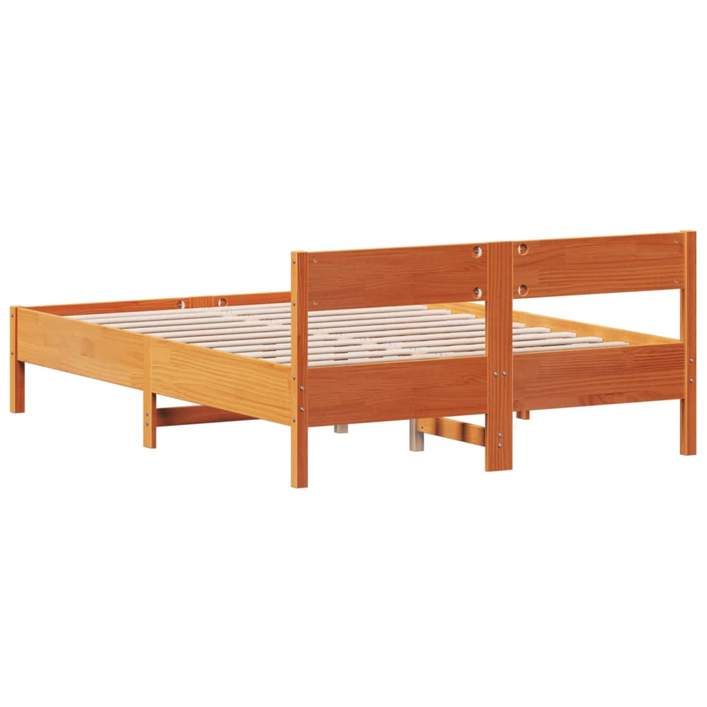 Cadre de lit sans matelas cire marron 120x190cm bois pin massif - XIOS