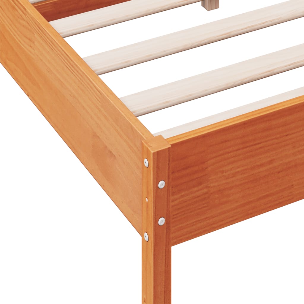 Cadre de lit sans matelas cire marron 120x190cm bois pin massif - XIOS