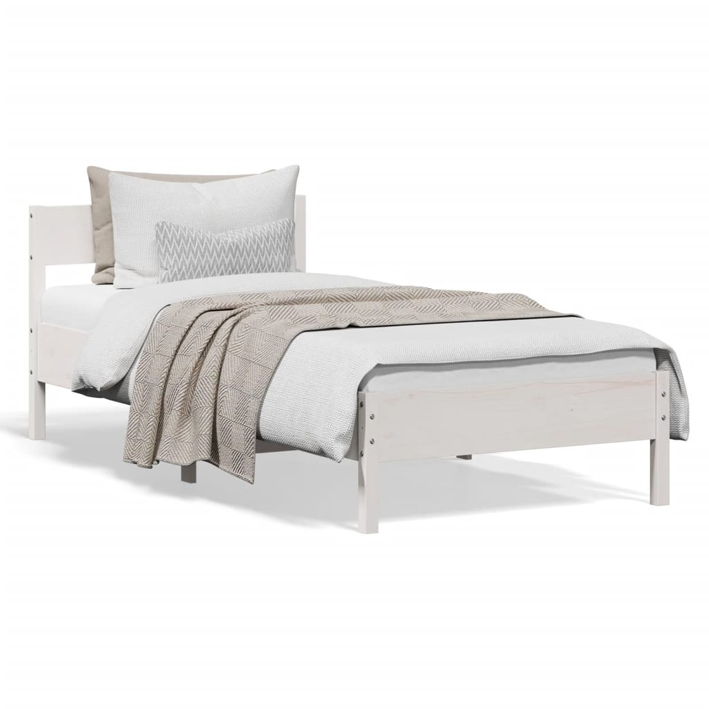 Cadre de lit sans matelas blanc 90x190 cm bois de pin massif - XIOS