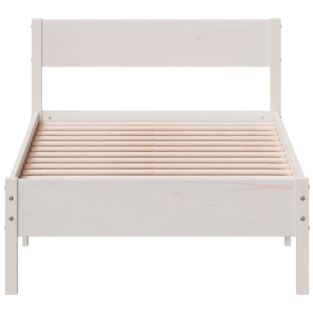 Cadre de lit sans matelas blanc 90x190 cm bois de pin massif - XIOS