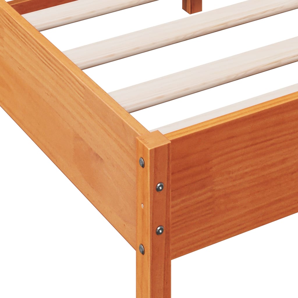 Cadre de lit sans matelas cire marron 90x190 cm bois pin massif - XIOS