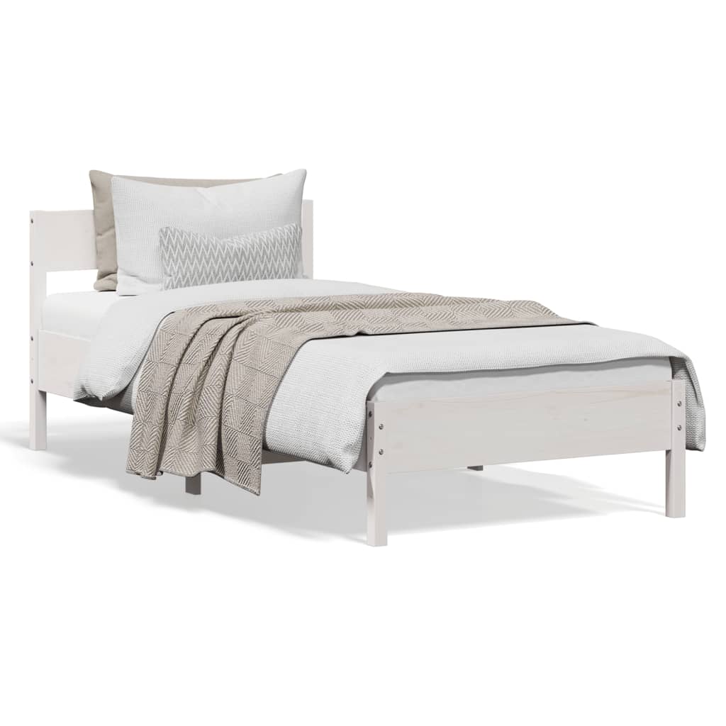 Cadre de lit sans matelas blanc 75x190 cm bois de pin massif - XIOS