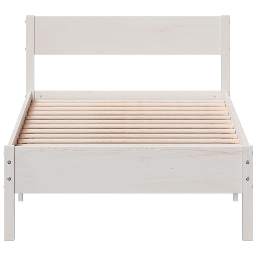 Cadre de lit sans matelas blanc 75x190 cm bois de pin massif - XIOS