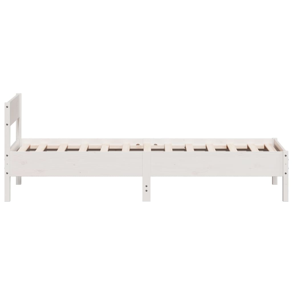 Cadre de lit sans matelas blanc 75x190 cm bois de pin massif - XIOS