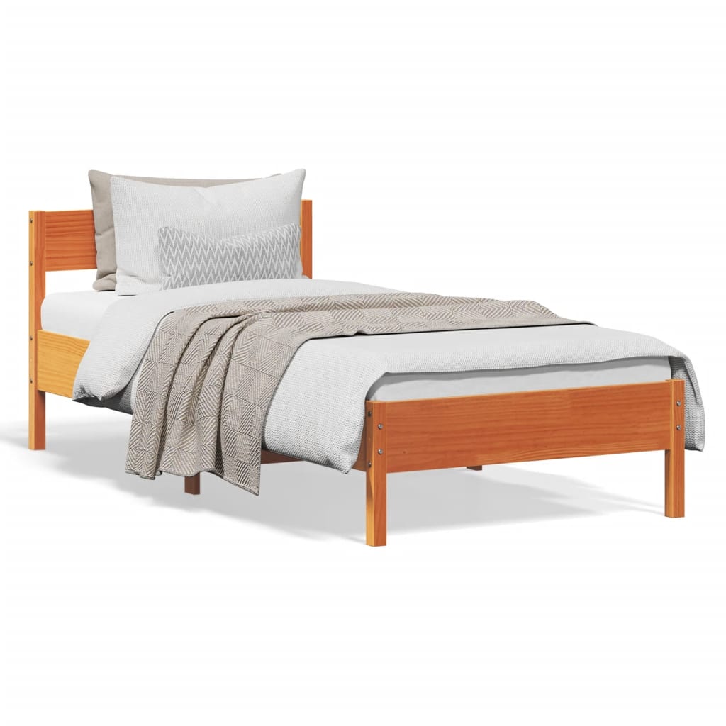 Cadre de lit sans matelas cire marron 75x190 cm bois pin massif - XIOS