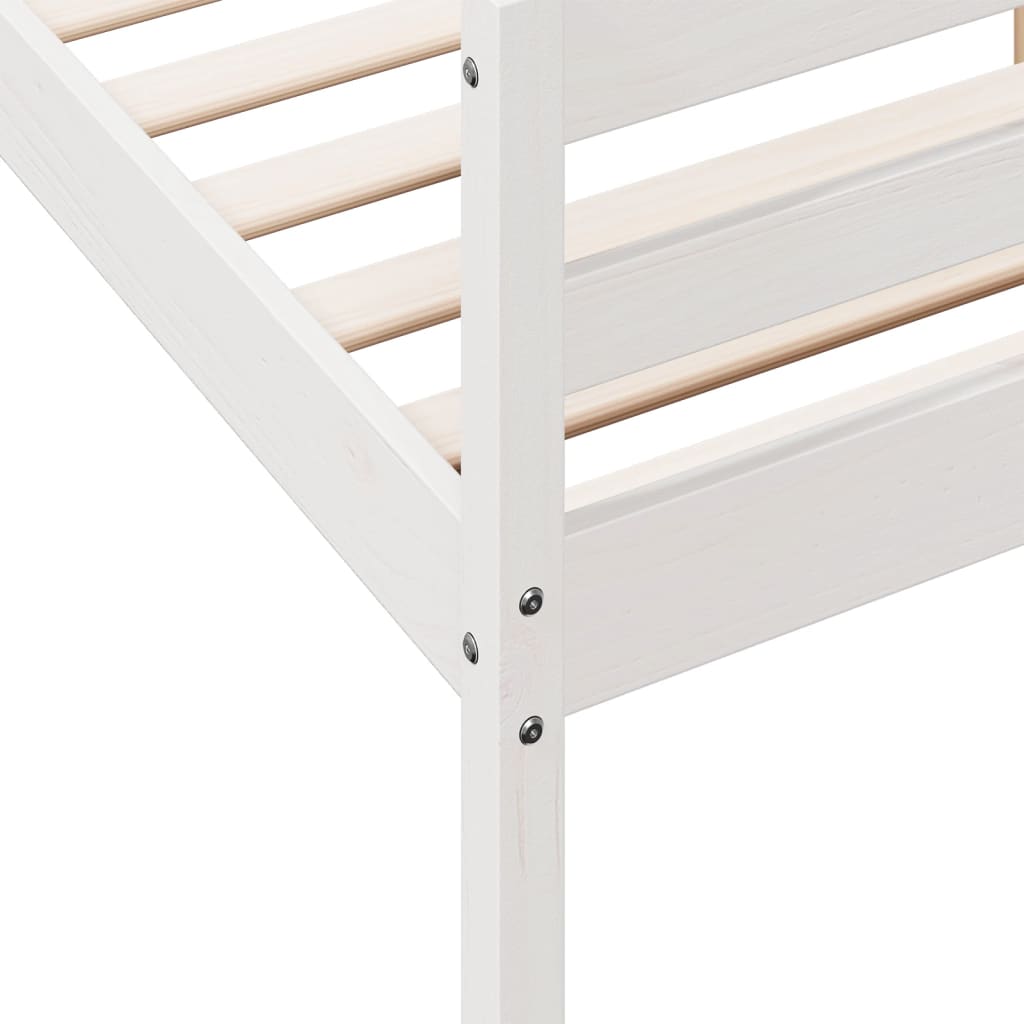 Cadre de lit sans matelas blanc 140x200 cm bois de pin massif - XIOS