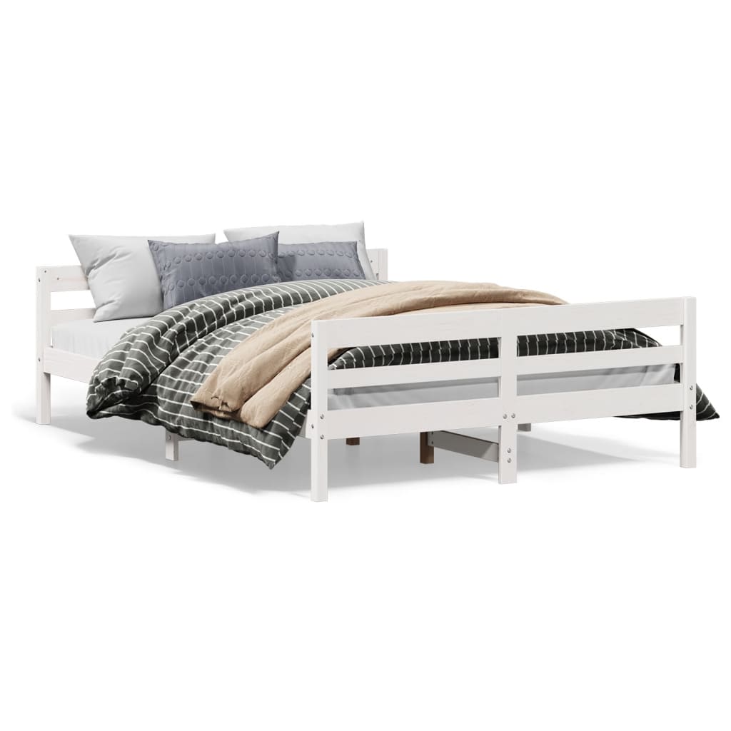 Cadre de lit sans matelas blanc 120x200 cm bois de pin massif - XIOS