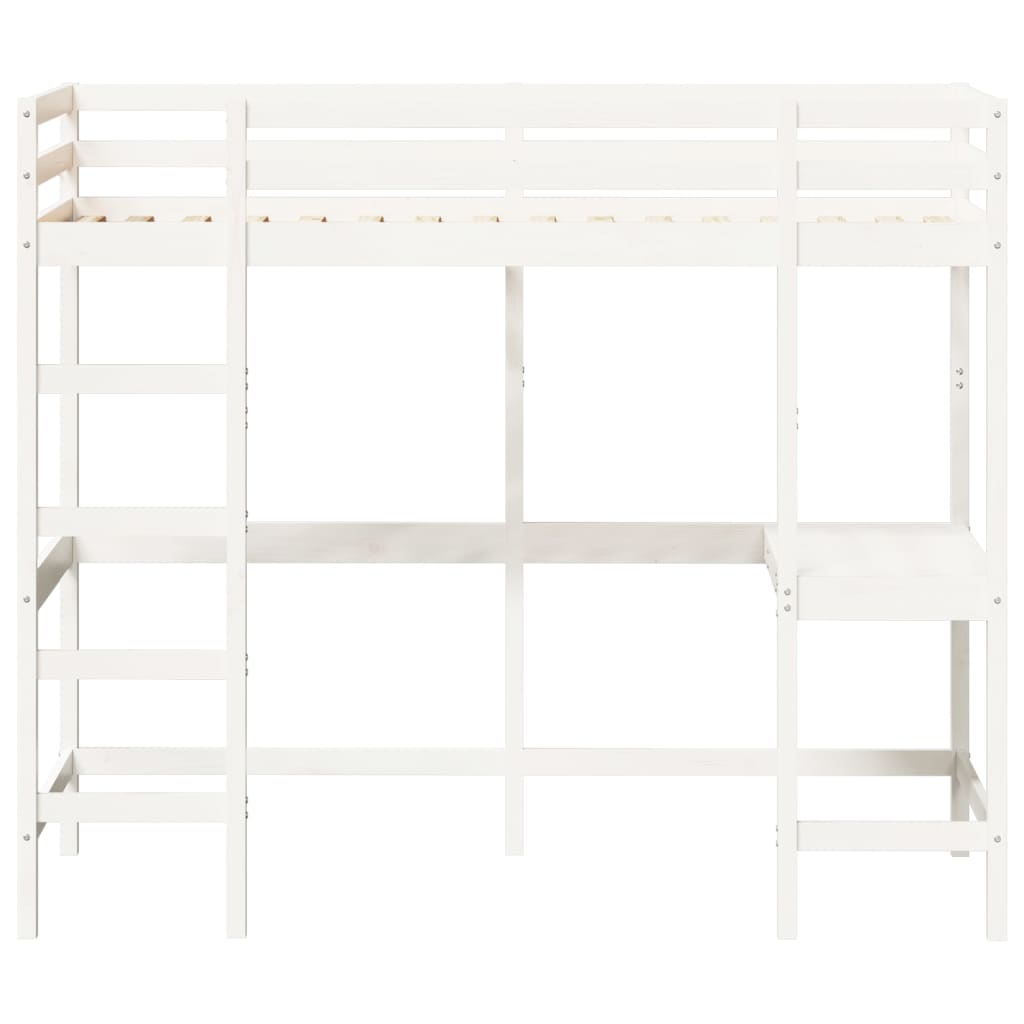 Lit superposé sans matelas blanc 100x200 cm bois de pin massif - XIOS