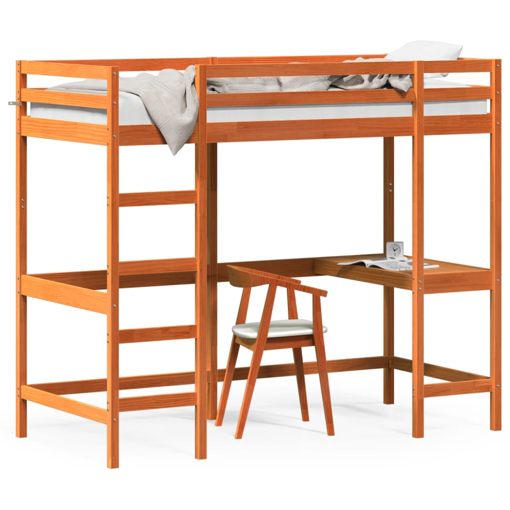 Lit superposé sans matelas cire marron 90x200 cm pin massif - XIOS