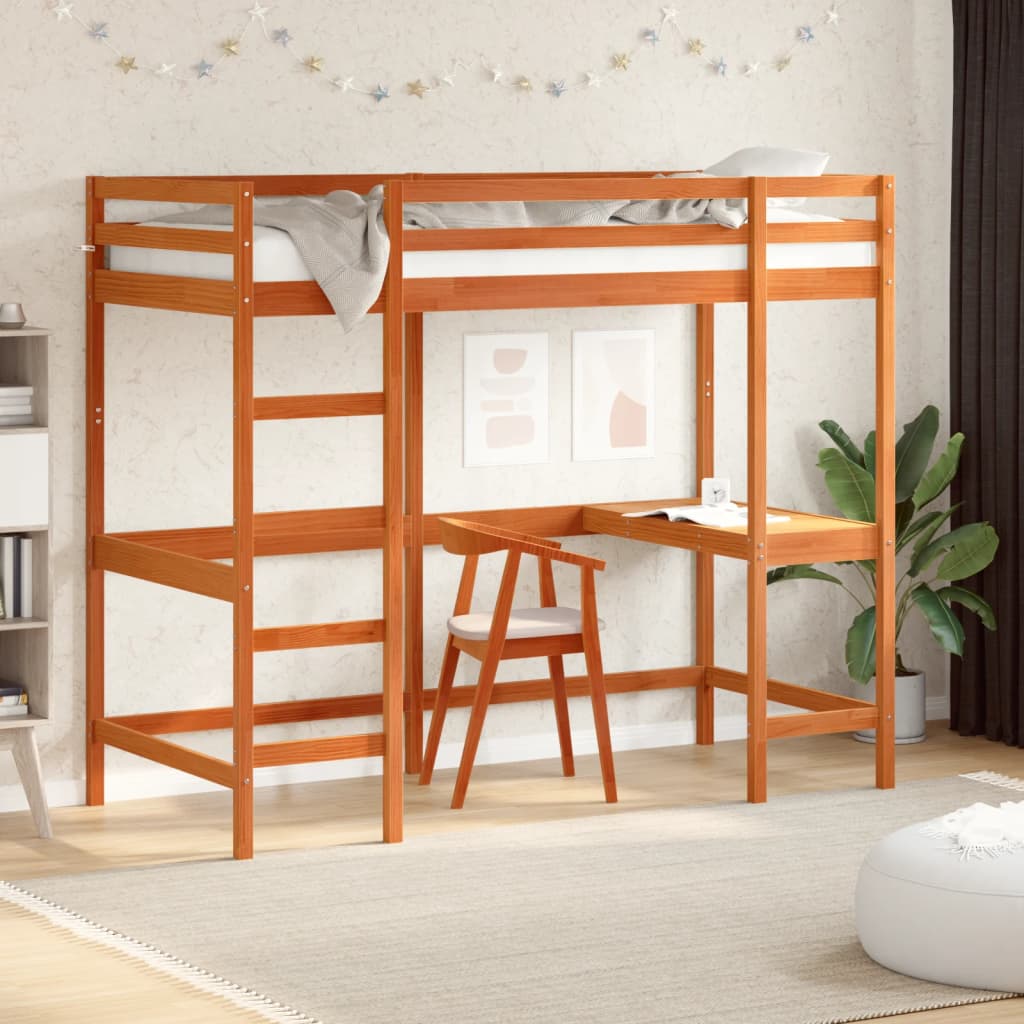 Lit superposé sans matelas cire marron 90x200 cm pin massif - XIOS