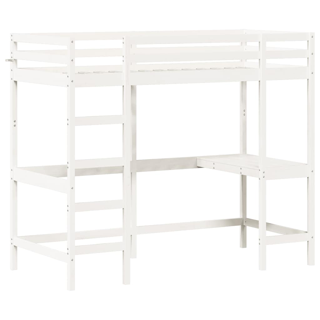 Lit superposé sans matelas blanc 90x190 cm bois de pin massif - XIOS
