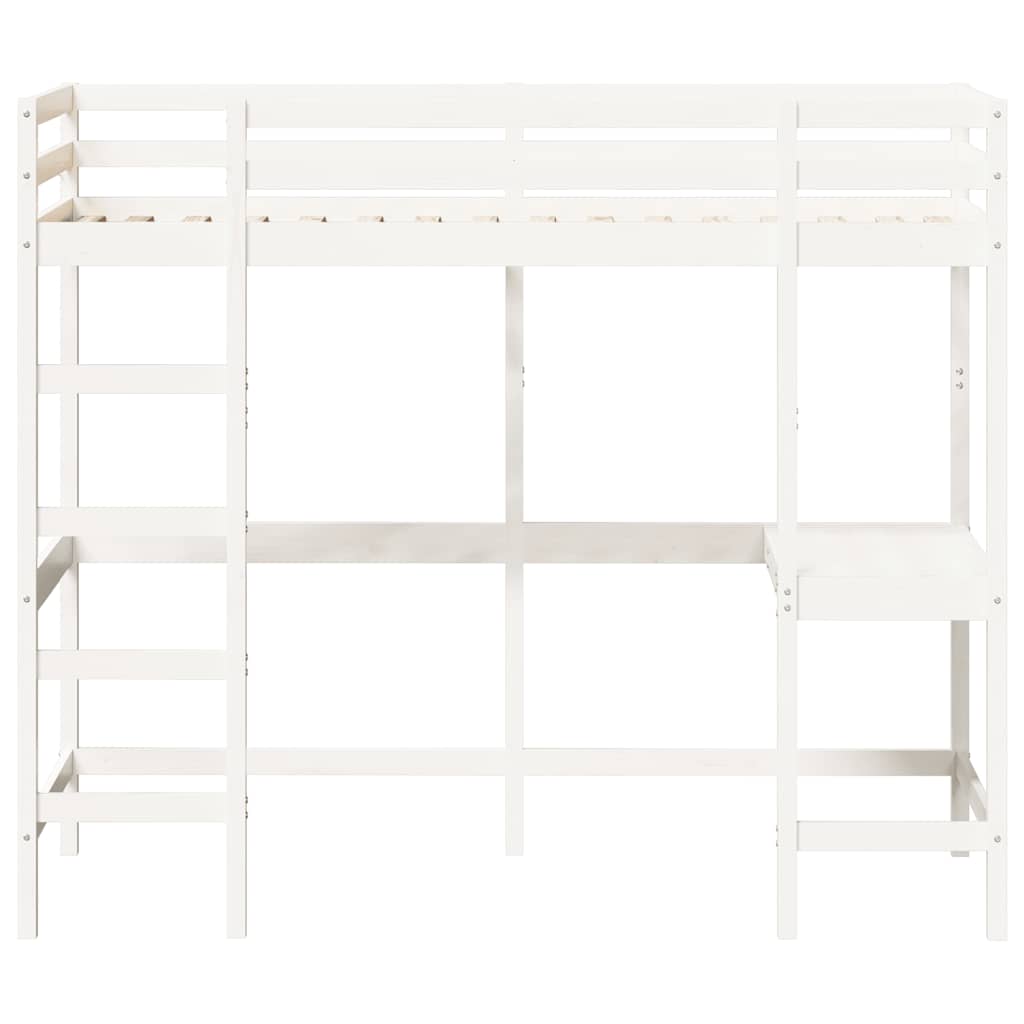 Lit superposé sans matelas blanc 90x190 cm bois de pin massif - XIOS