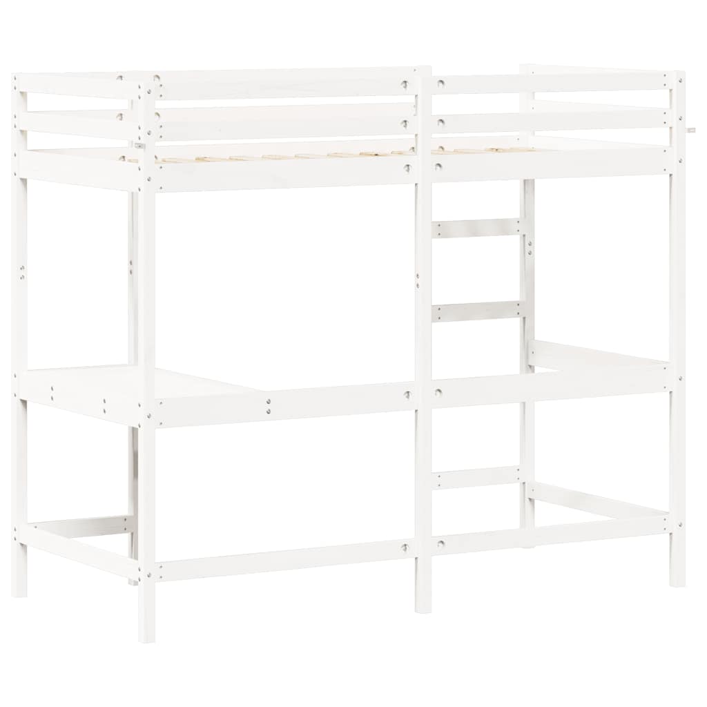 Lit superposé sans matelas blanc 90x190 cm bois de pin massif - XIOS