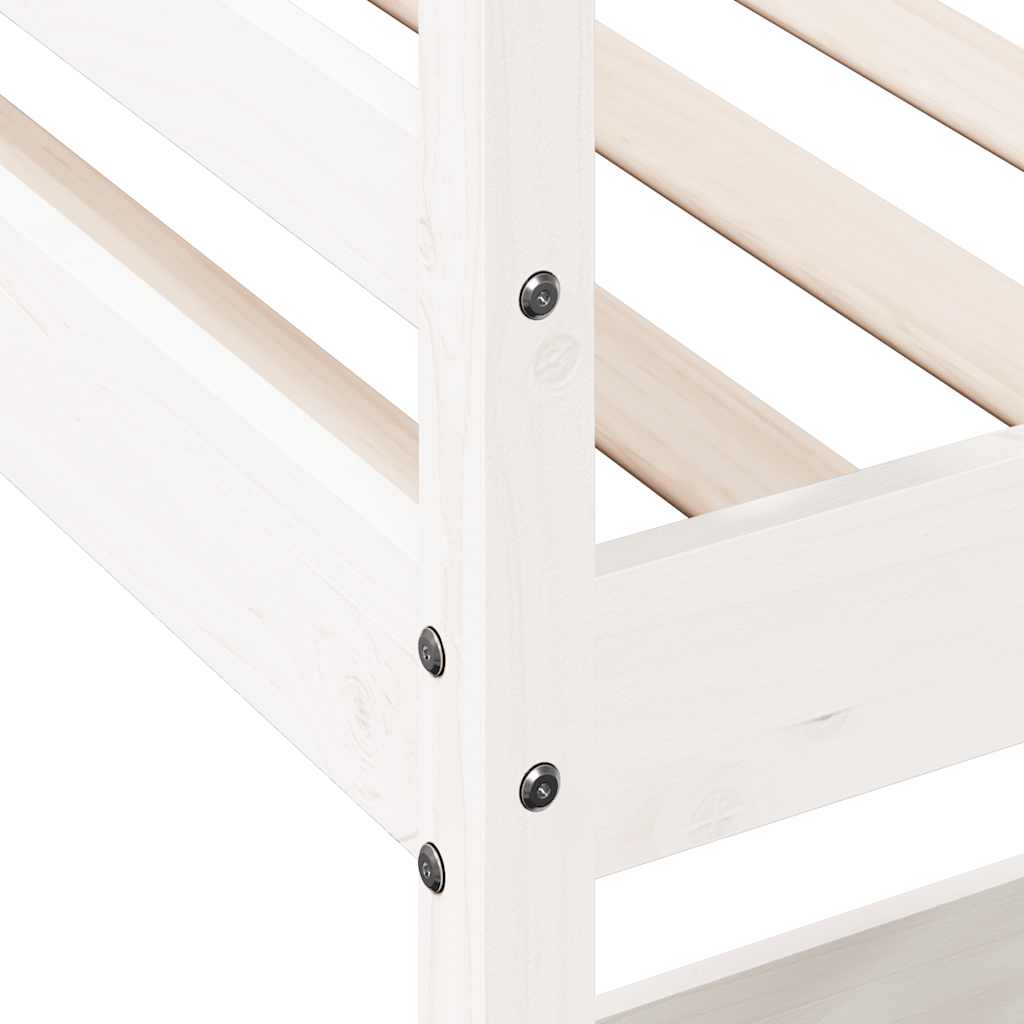 Lit superposé sans matelas blanc 90x190 cm bois de pin massif - XIOS