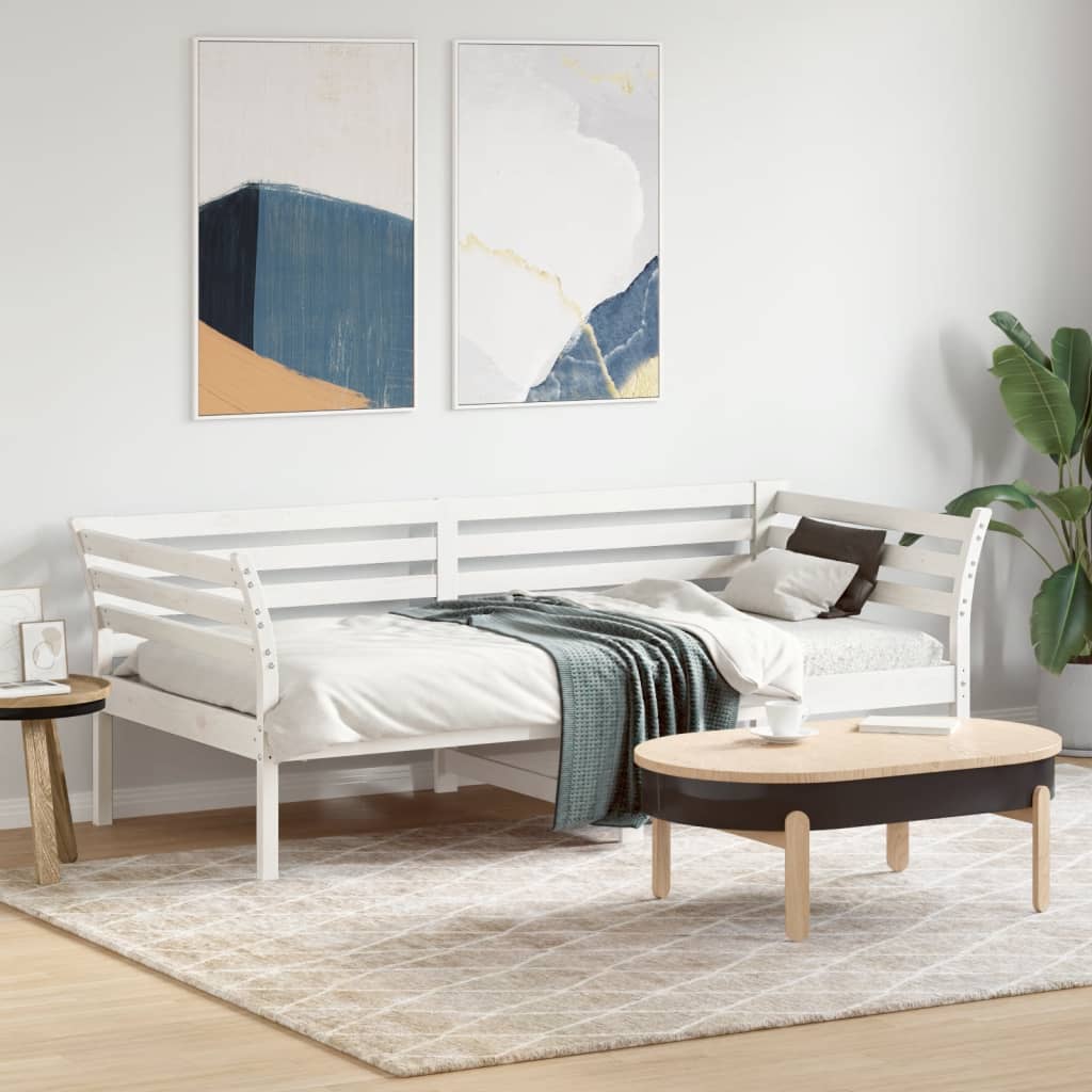 Lit de jour sans matelas blanc 90x190 cm bois de pin massif - XIOS