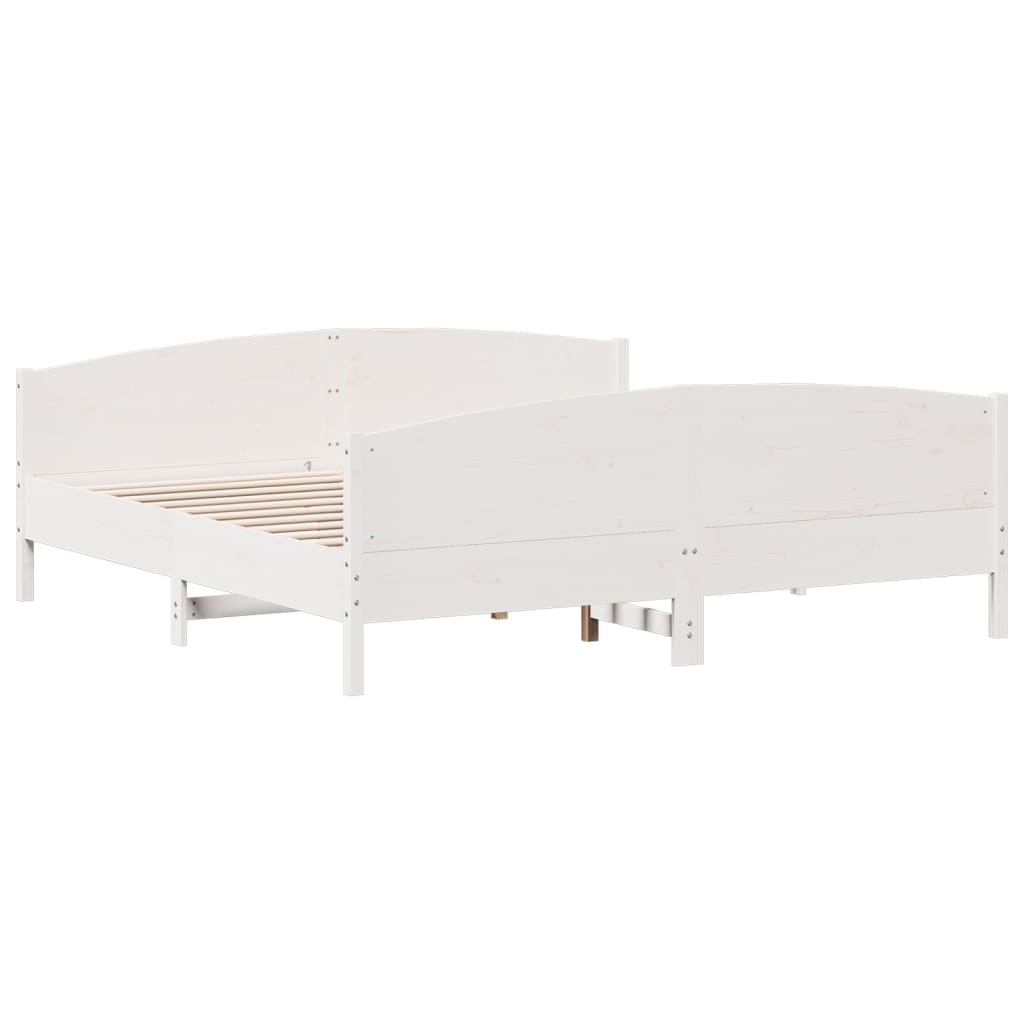 Cadre de lit sans matelas blanc 200x200 cm bois massif de pin - XIOS