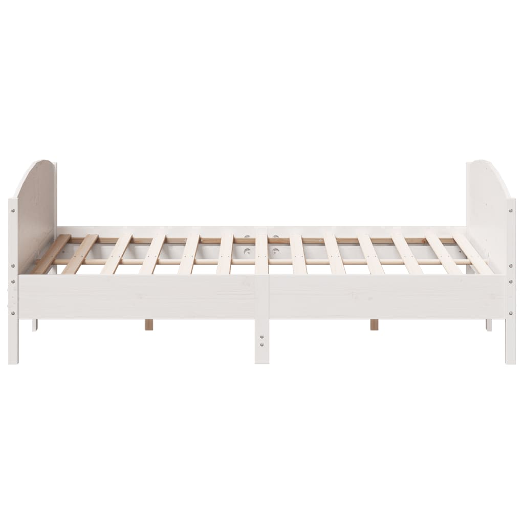 Cadre de lit sans matelas blanc 200x200 cm bois massif de pin - XIOS