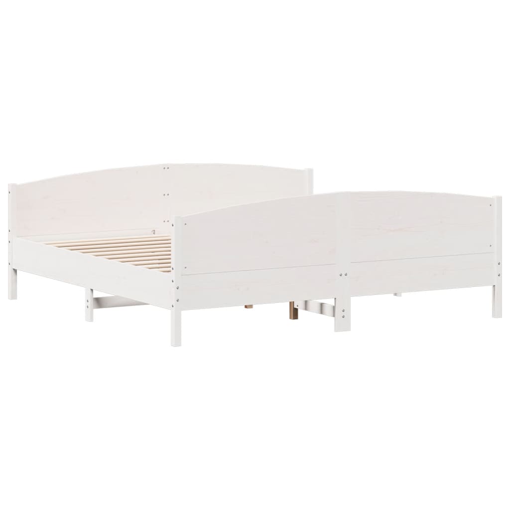Cadre de lit sans matelas blanc 200x200 cm bois massif de pin - XIOS
