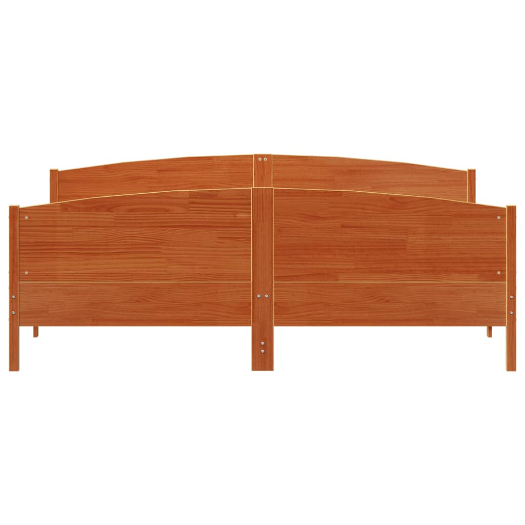 Cadre de lit sans matelas cire marron 200x200cm bois pin massif - XIOS