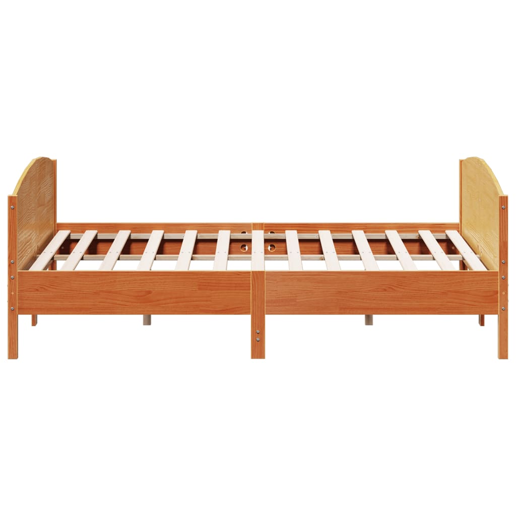 Cadre de lit sans matelas cire marron 200x200cm bois pin massif - XIOS