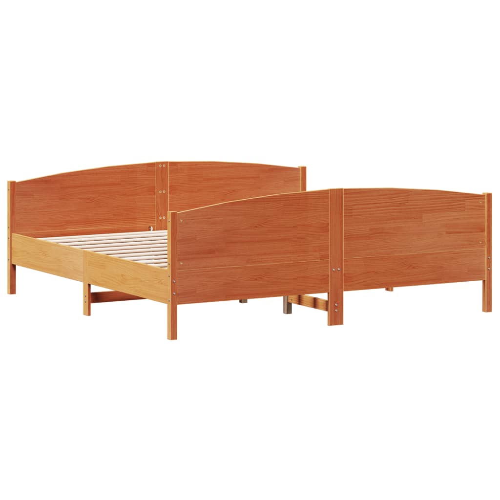 Cadre de lit sans matelas cire marron 200x200cm bois pin massif - XIOS