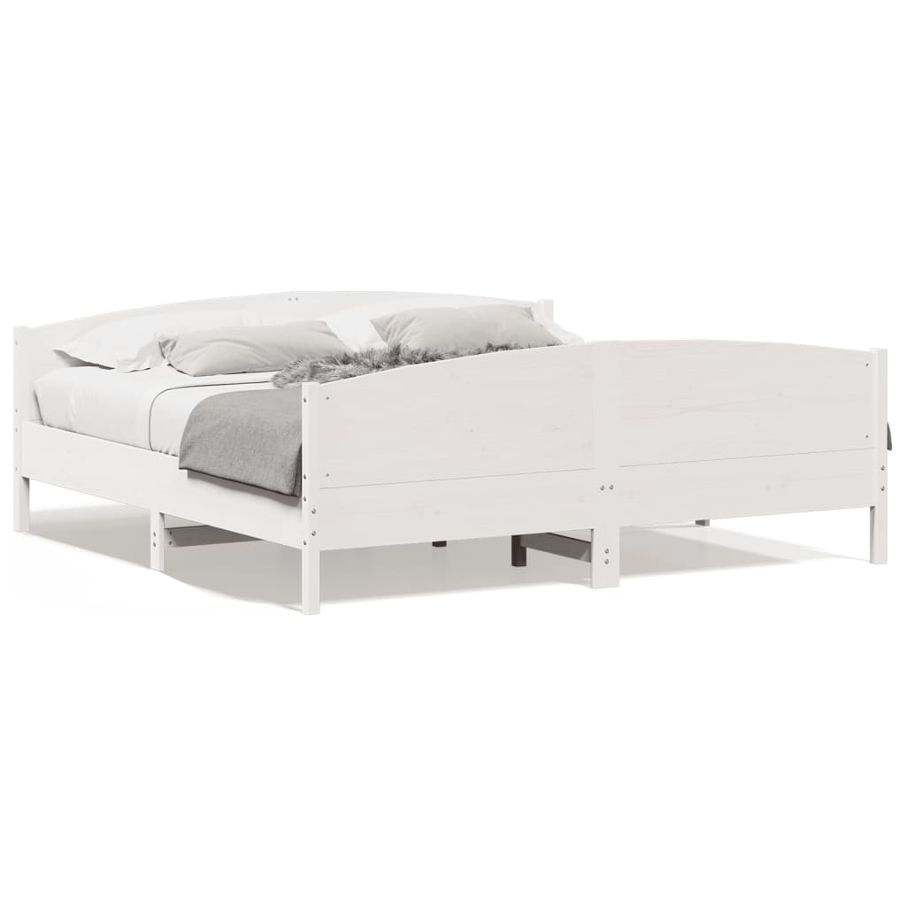 Cadre de lit sans matelas blanc 180x200 cm bois massif de pin - XIOS
