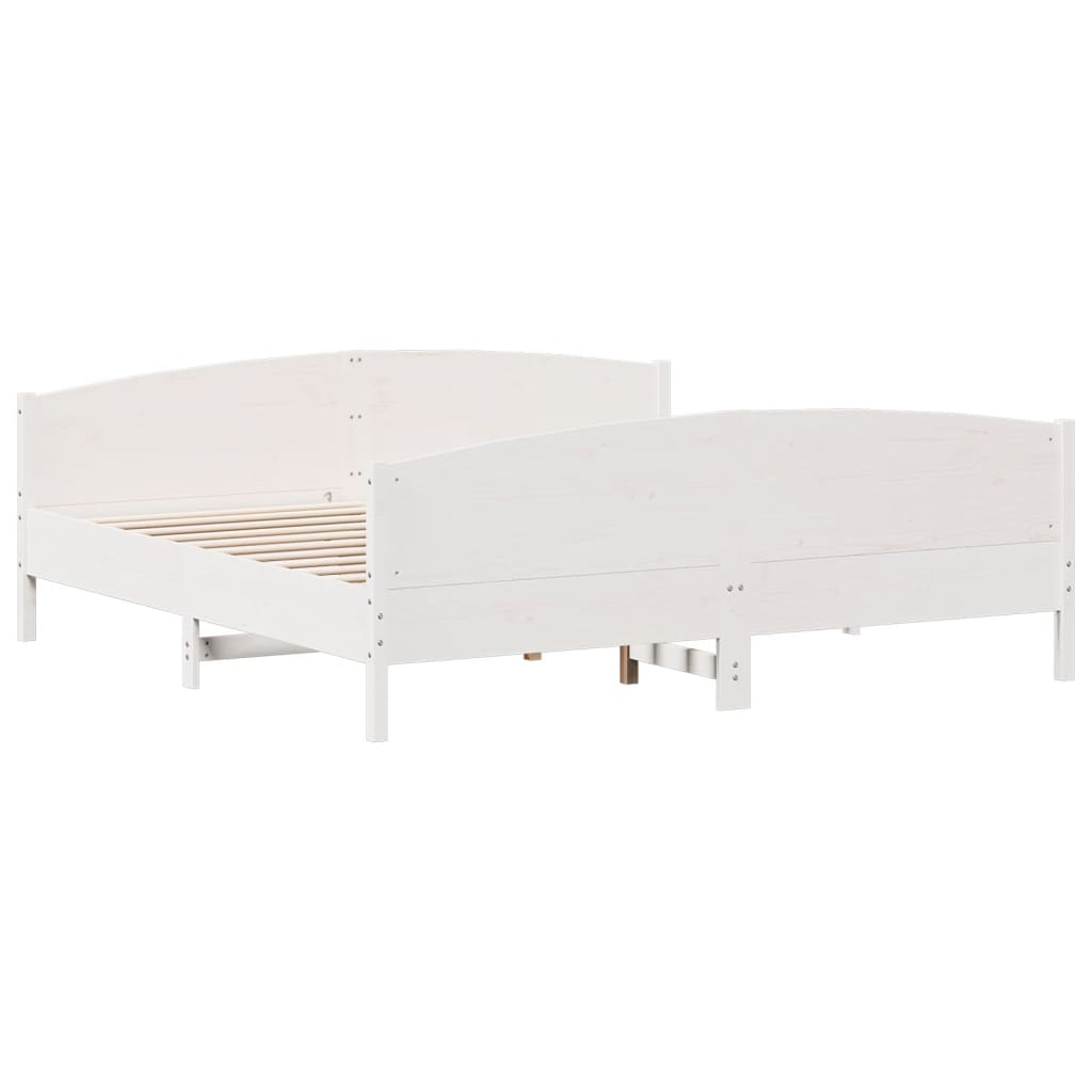 Cadre de lit sans matelas blanc 180x200 cm bois massif de pin - XIOS