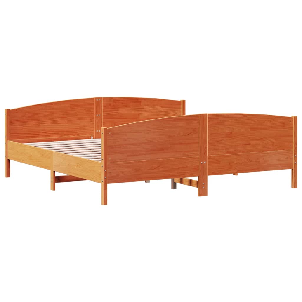 Cadre de lit sans matelas cire marron 180x200cm bois pin massif - XIOS