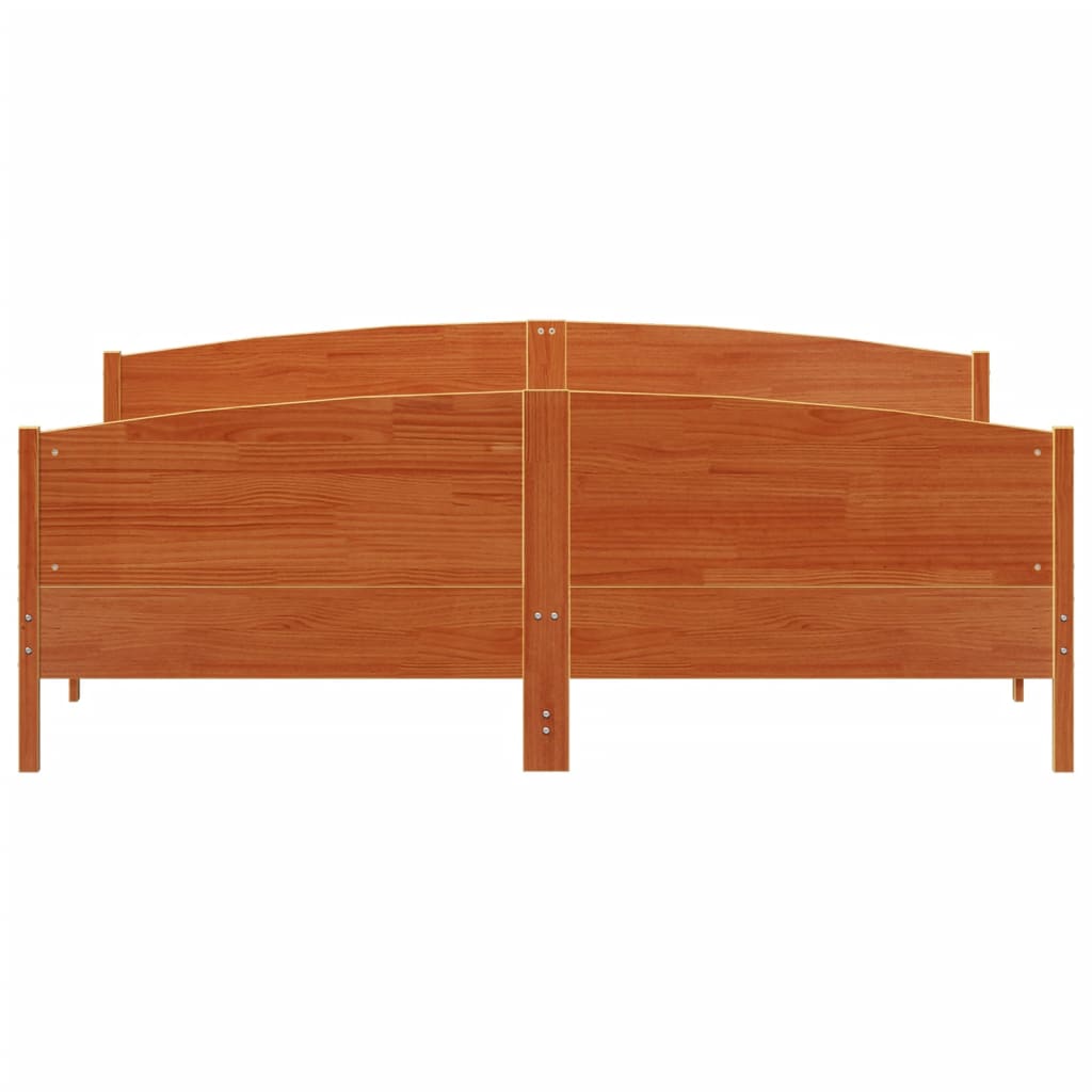 Cadre de lit sans matelas cire marron 180x200cm bois pin massif - XIOS