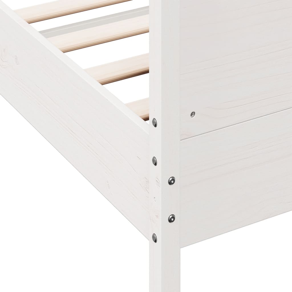 Cadre de lit sans matelas blanc 160x200 cm bois de pin massif - XIOS