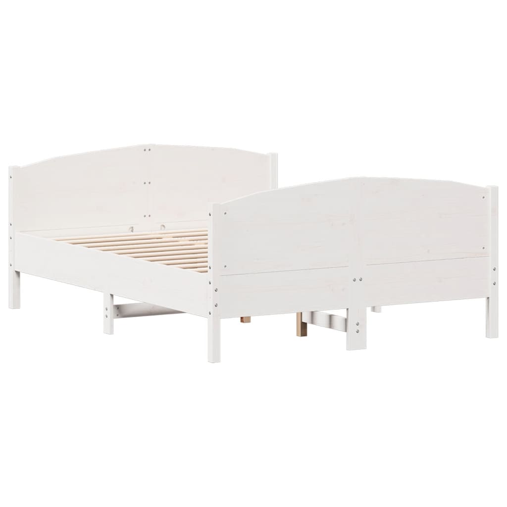 Cadre de lit sans matelas blanc 150x200 cm bois de pin massif - XIOS