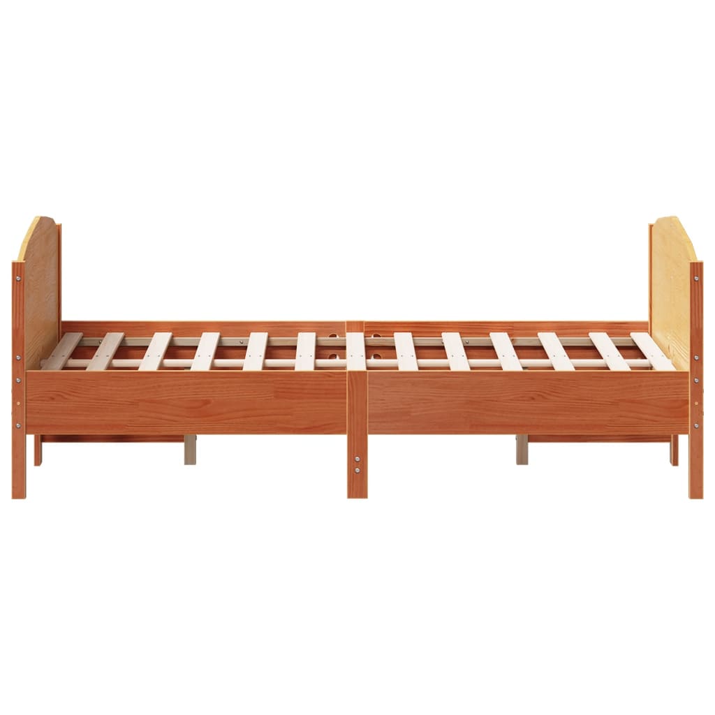 Cadre de lit sans matelas cire marron 140x200cm bois pin massif - XIOS