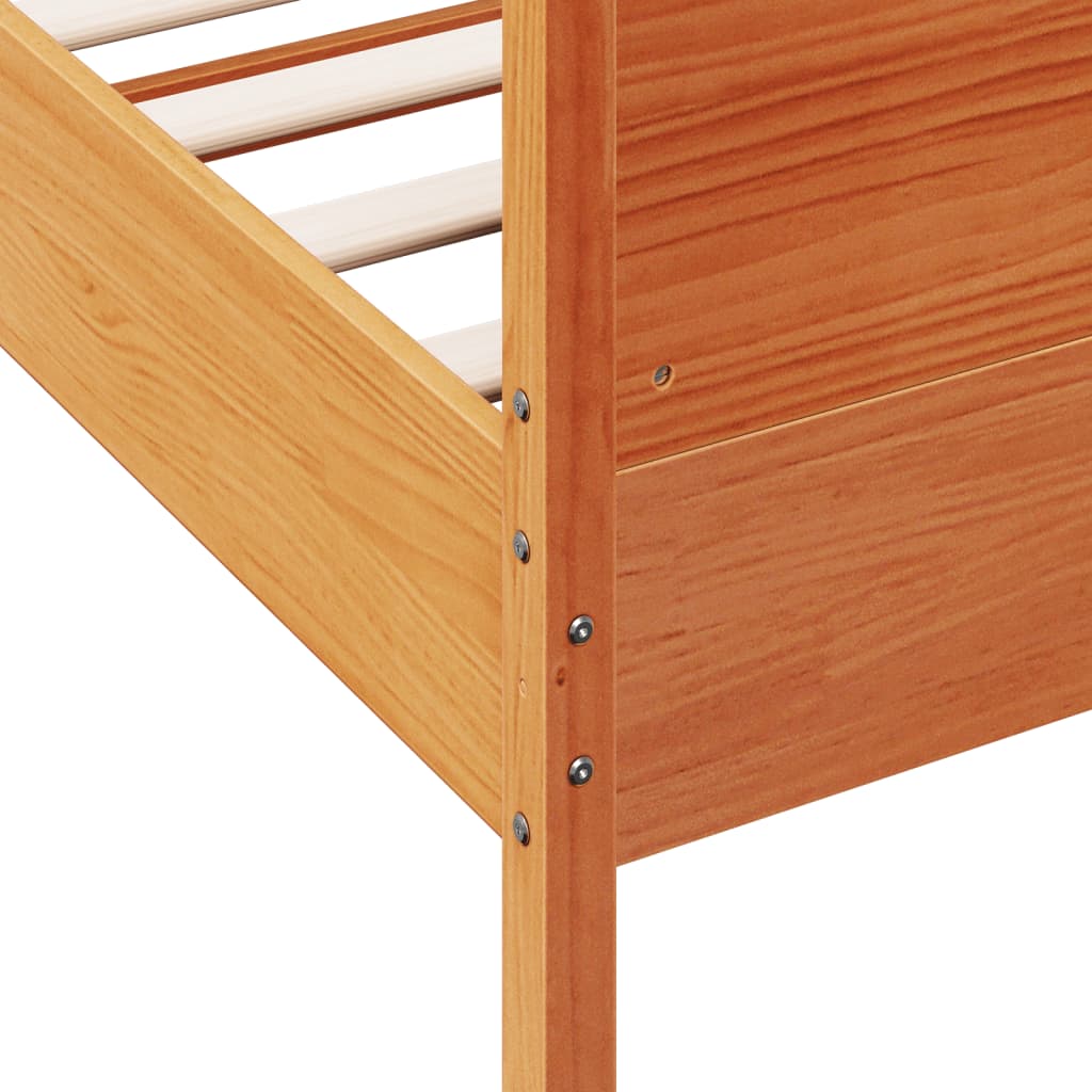 Cadre de lit sans matelas cire marron 140x200cm bois pin massif - XIOS