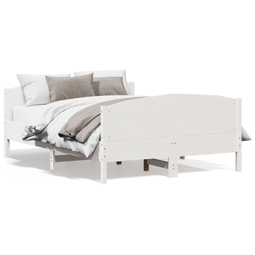 Cadre de lit sans matelas blanc 140x190 cm bois de pin massif - XIOS