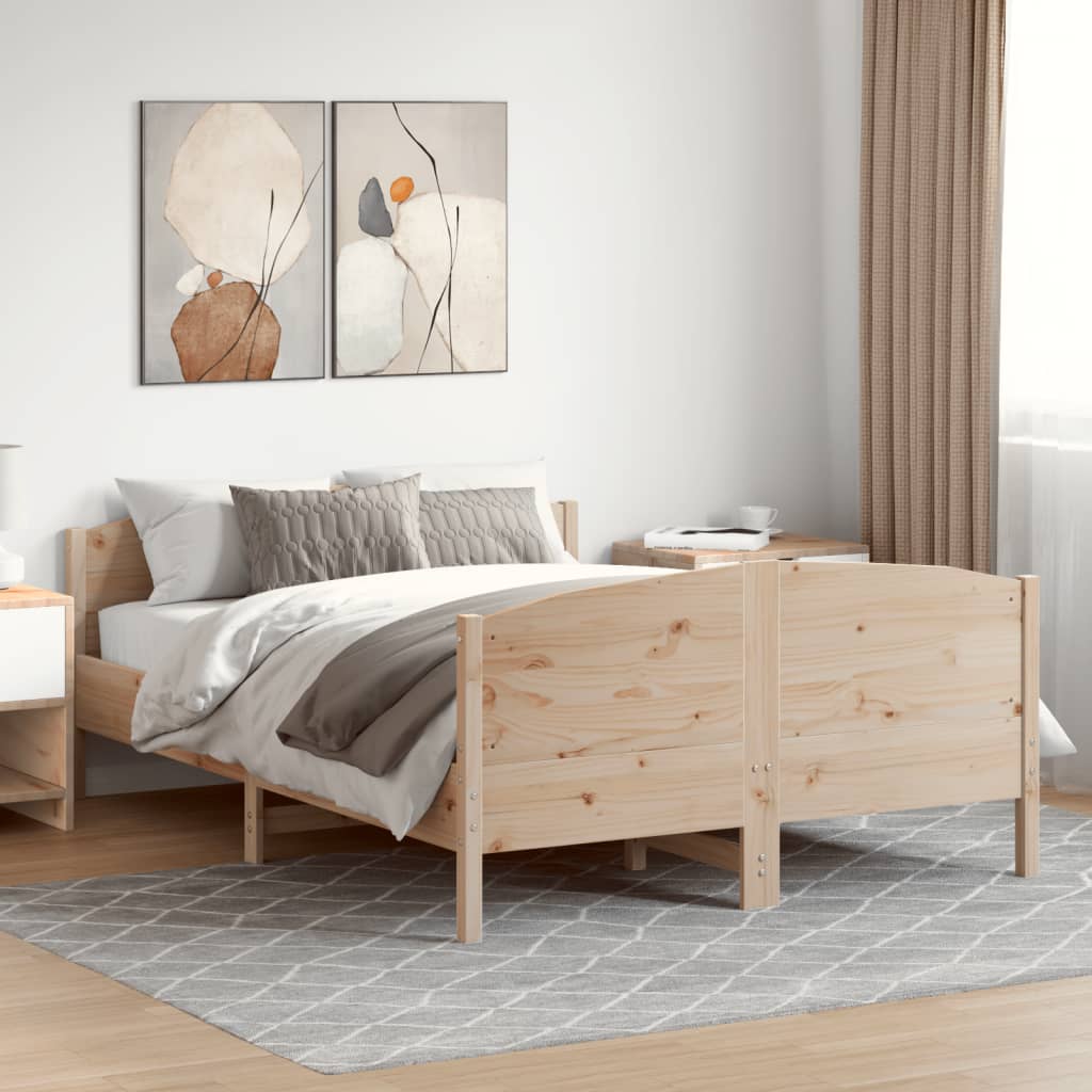 Cadre de lit sans matelas 135x190 cm bois de pin massif - XIOS