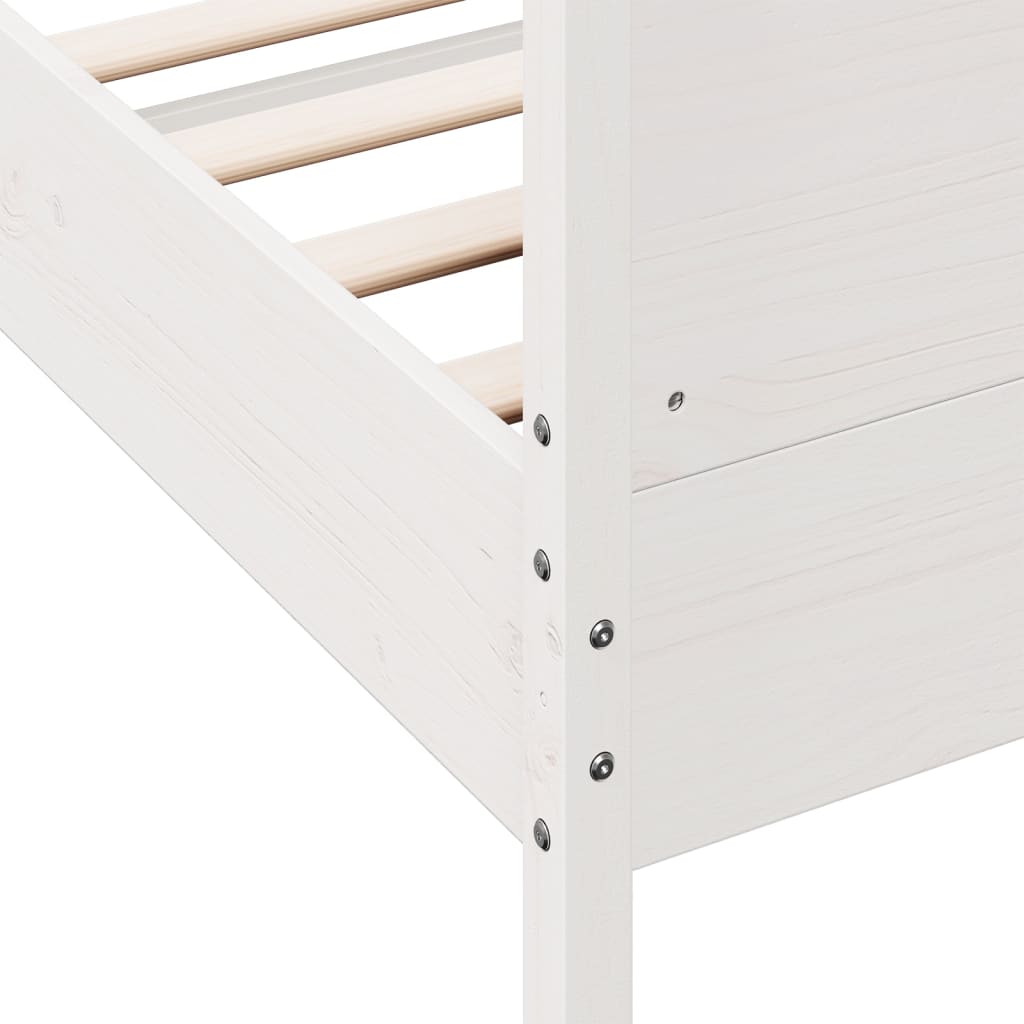 Cadre de lit sans matelas blanc 135x190 cm bois de pin massif - XIOS