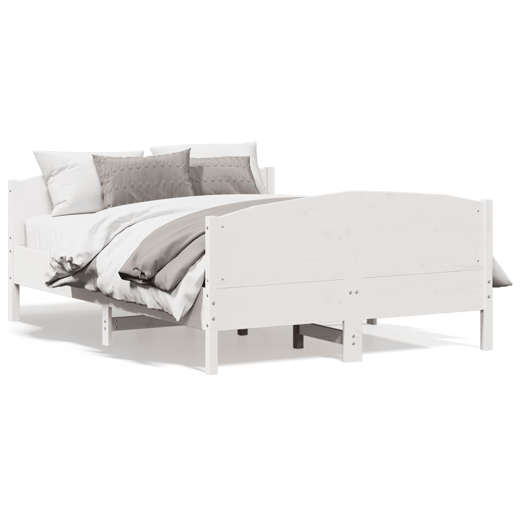 Cadre de lit sans matelas blanc 120x190 cm bois de pin massif - XIOS