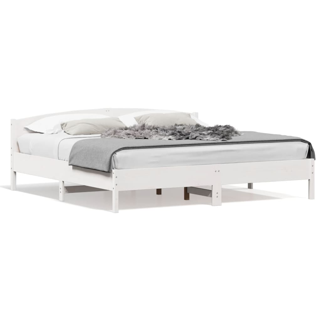 Cadre de lit sans matelas blanc 200x200 cm bois massif de pin - XIOS