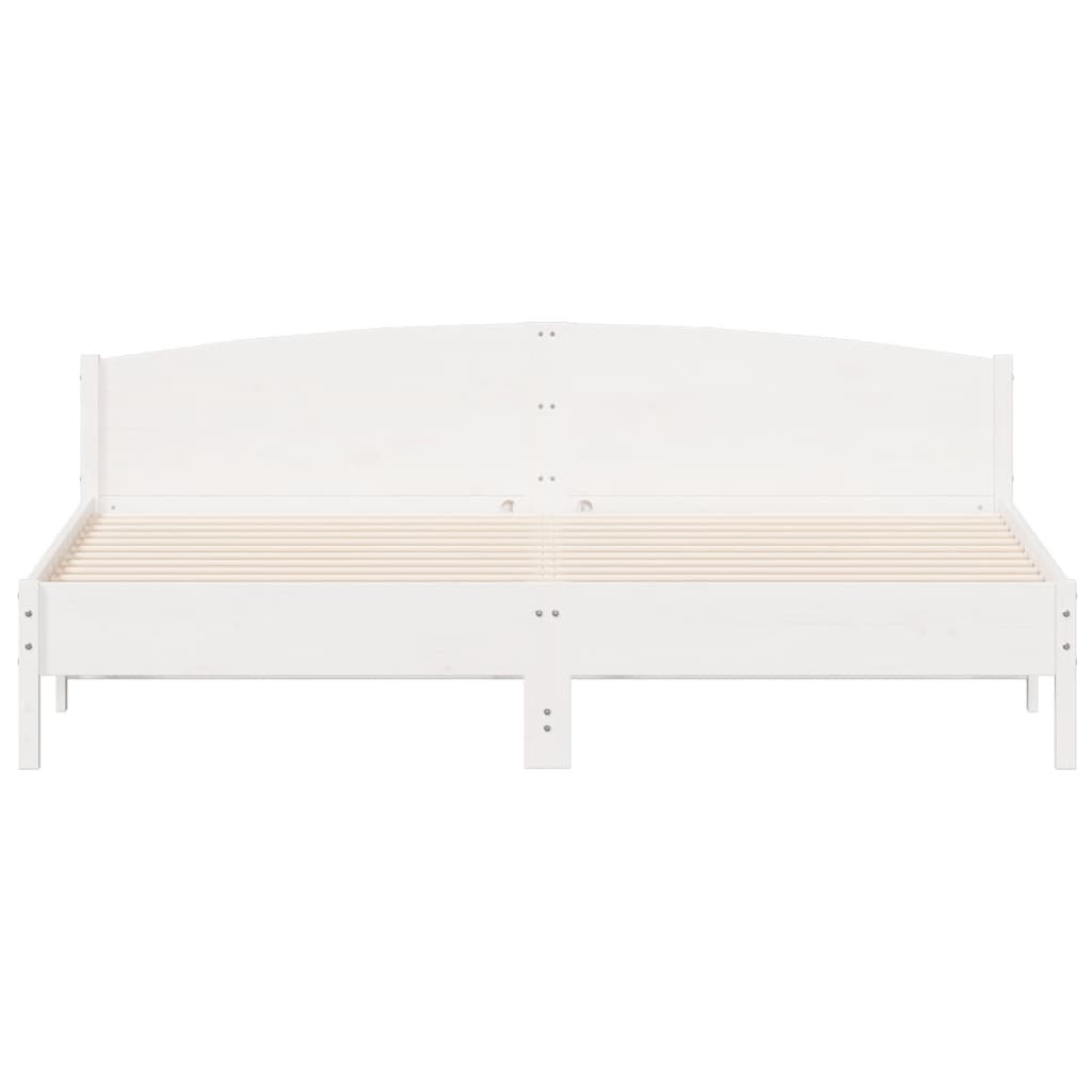 Cadre de lit sans matelas blanc 200x200 cm bois massif de pin - XIOS