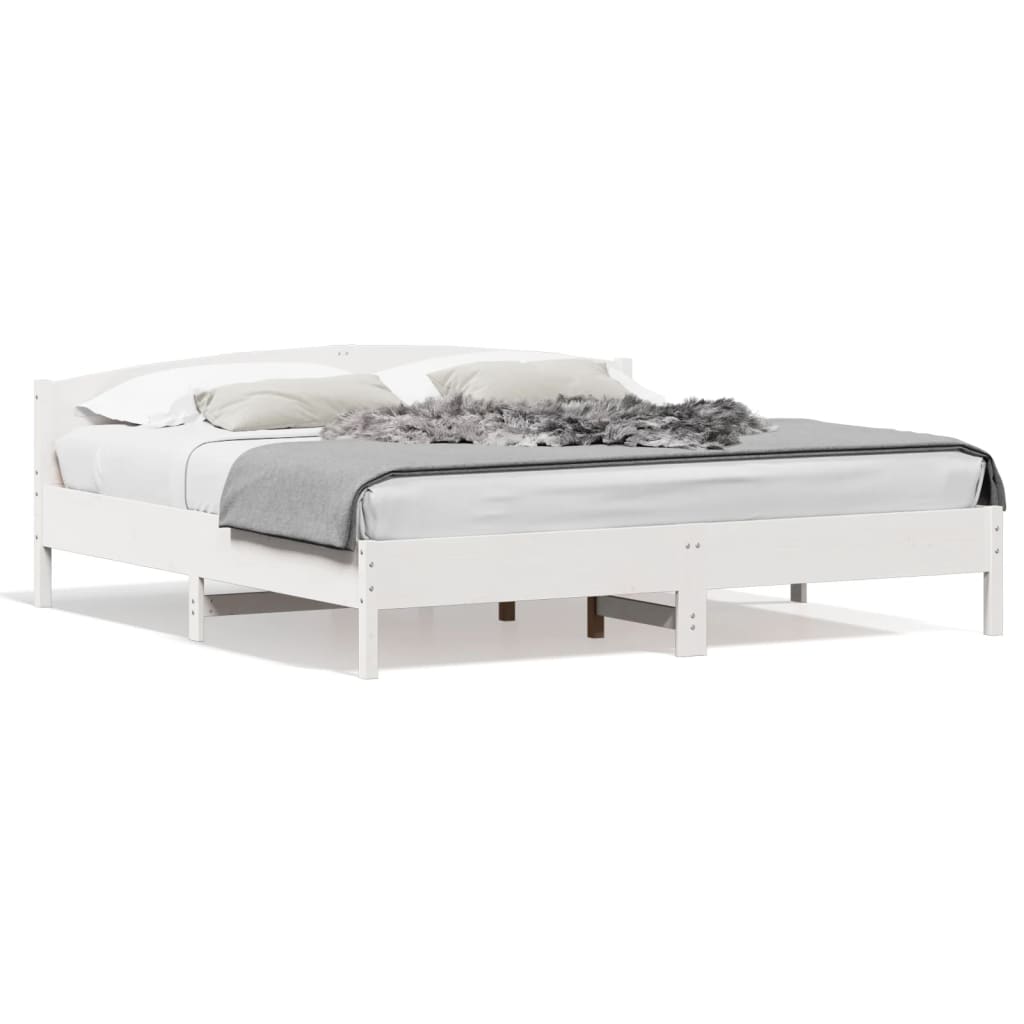 Cadre de lit sans matelas blanc 180x200 cm bois massif de pin - XIOS
