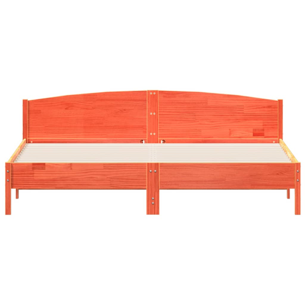 Cadre de lit sans matelas cire marron 180x200cm bois pin massif - XIOS