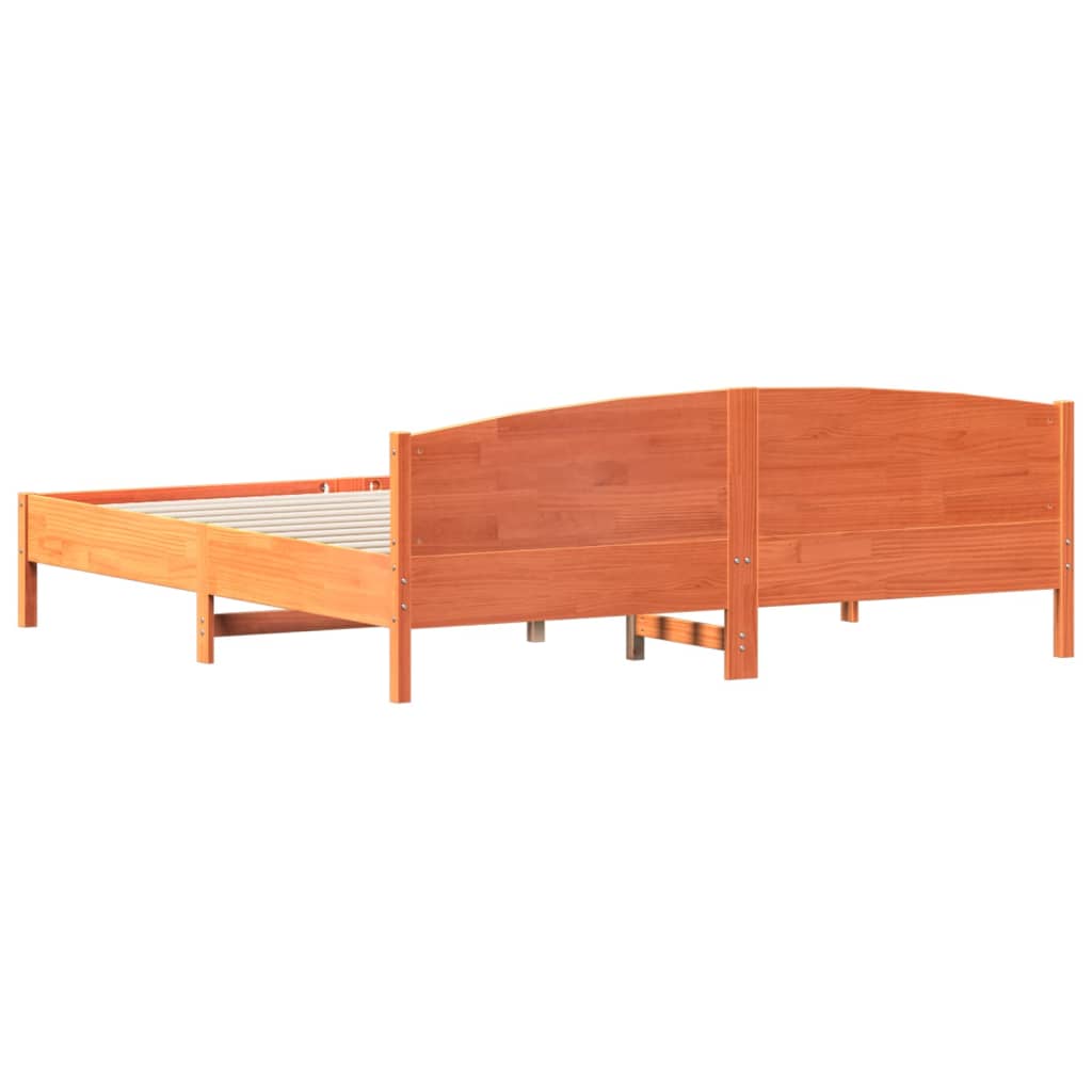 Cadre de lit sans matelas cire marron 180x200cm bois pin massif - XIOS