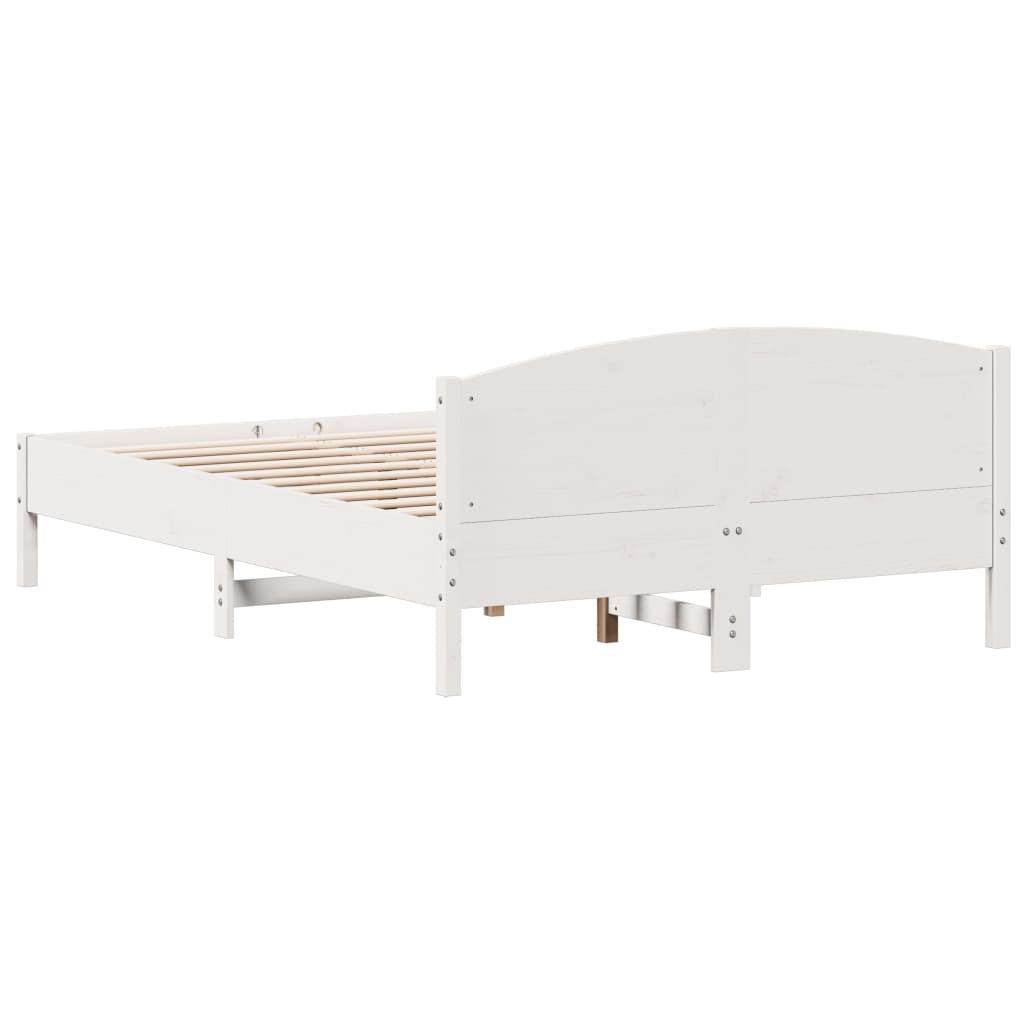 Cadre de lit sans matelas blanc 160x200 cm bois de pin massif - XIOS
