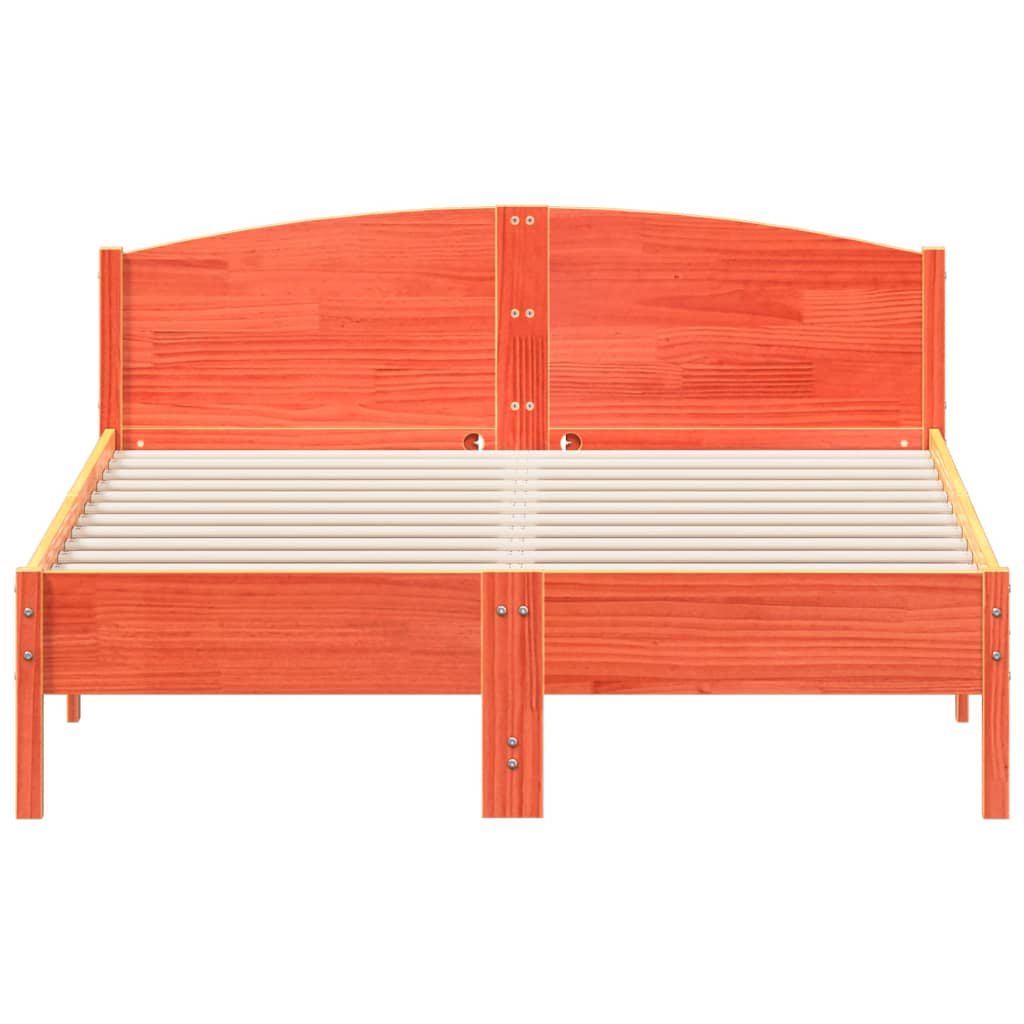 Cadre de lit sans matelas cire marron 160x200cm bois pin massif - XIOS