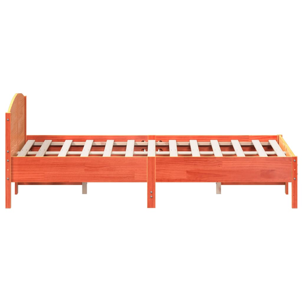 Cadre de lit sans matelas cire marron 160x200cm bois pin massif - XIOS