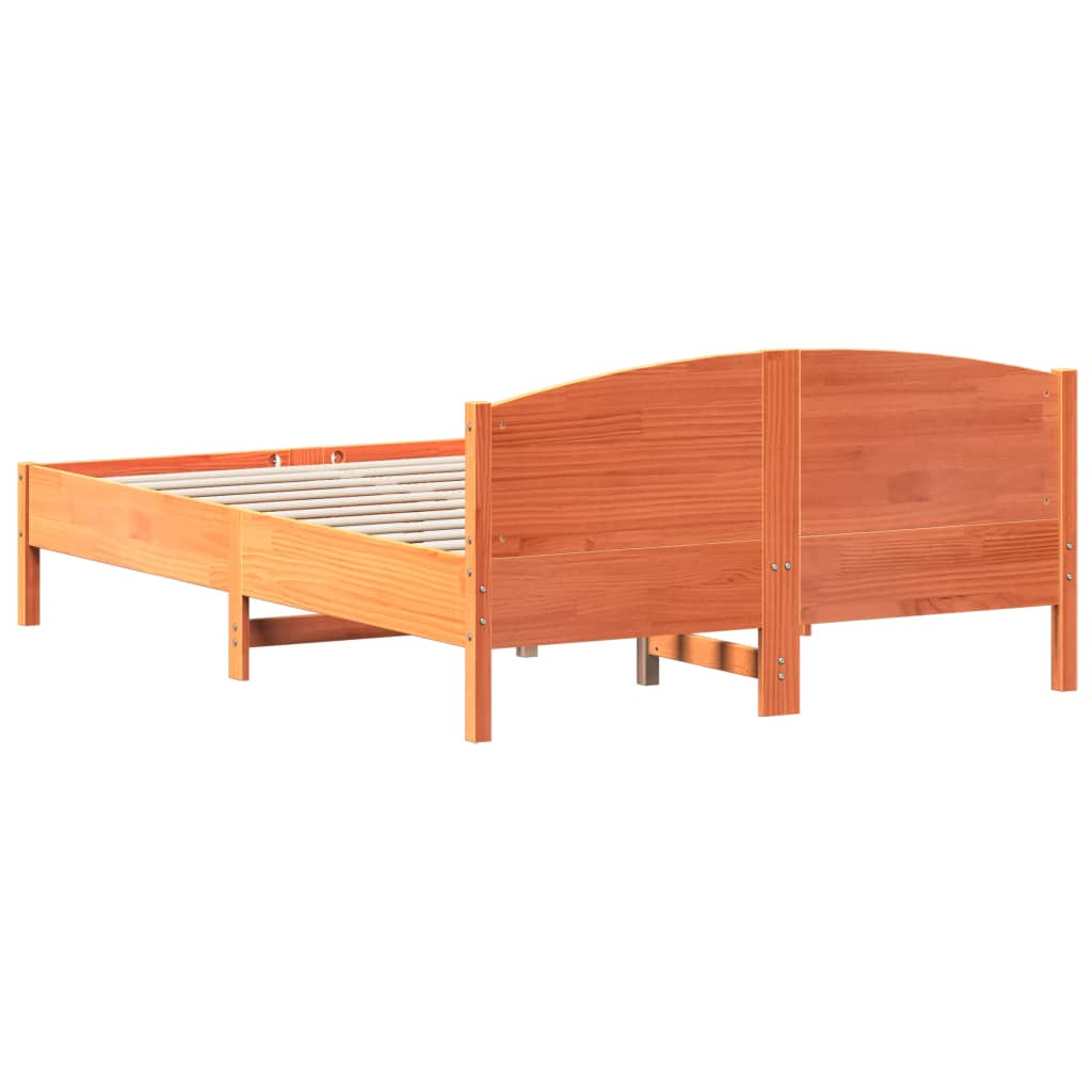 Cadre de lit sans matelas cire marron 160x200cm bois pin massif - XIOS