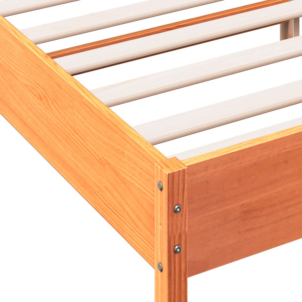 Cadre de lit sans matelas cire marron 160x200cm bois pin massif - XIOS